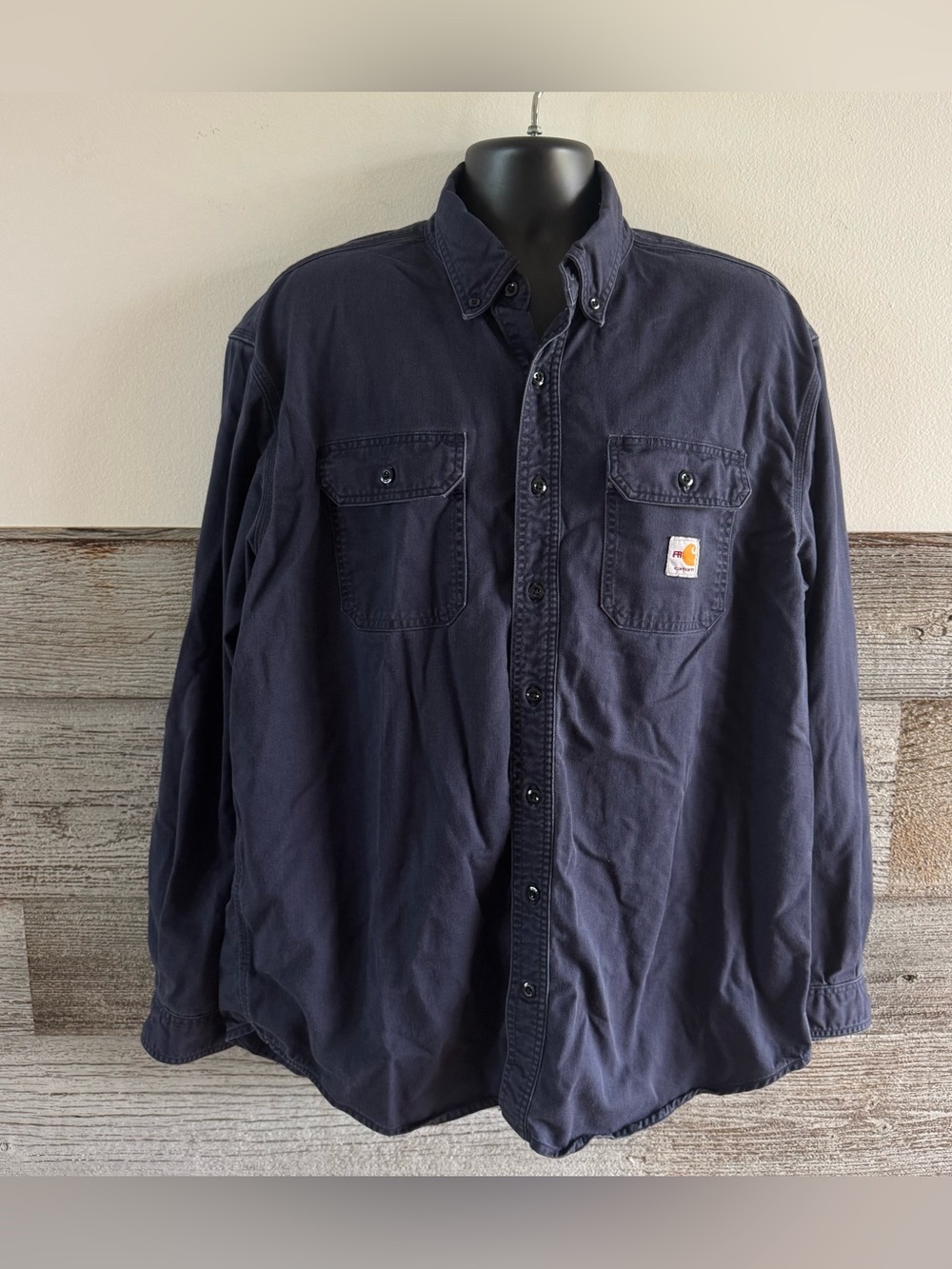 Carhartt FR Flame Resistant Work Shirt Men’s XL Dark Navy FRS160 CAT 2 (Q1)